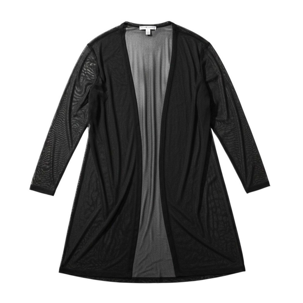 Eye Candy Mesh Cardigan Women 3X Black Sheer Open Front Long Sleeve - Picture 1 of 5